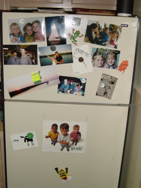 2001-02-13c Our Fridge With Lots Of Niece Photos.JPG